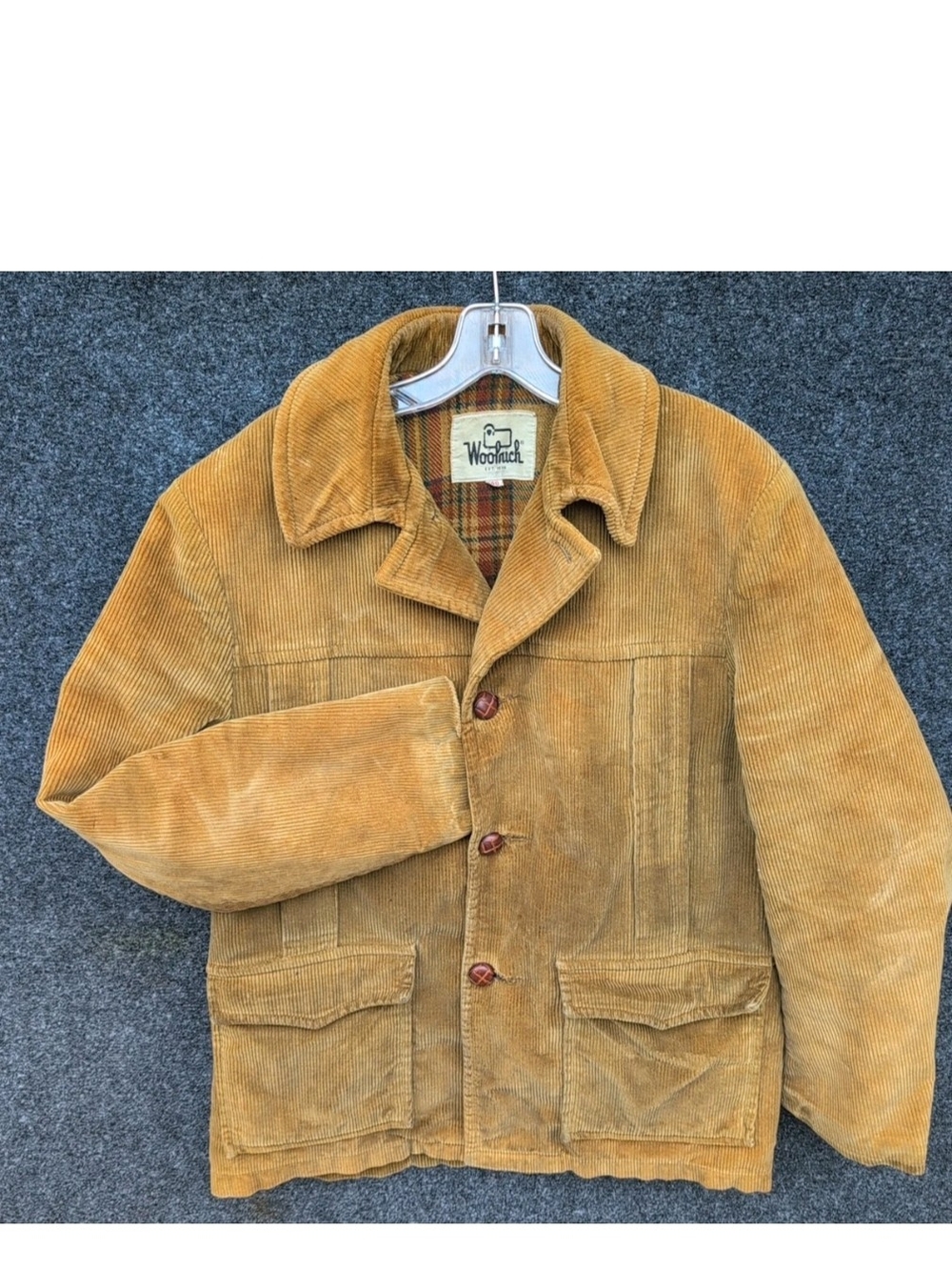 Vtg Woolrich Jacket Mens 40 Large Brown Corduroy Plaid Wool Lined Distressed 60s